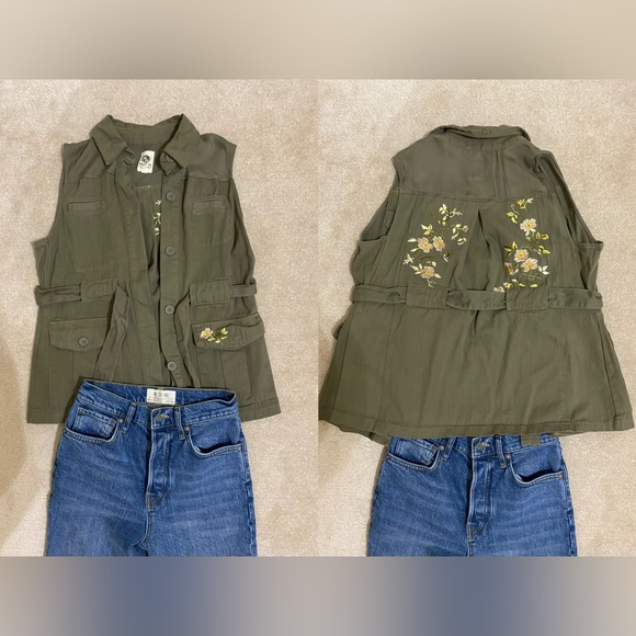 Anthropologie Jackets & Blazers - Retro floral military green vest